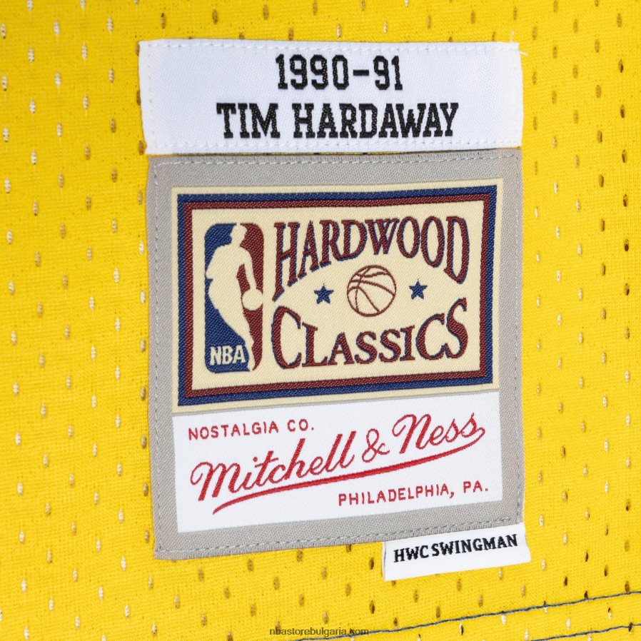 NBA JZ8F026783 golden state warriors tim hardaway royal/gold hardwood classics 1990-91 split swingman фланелка