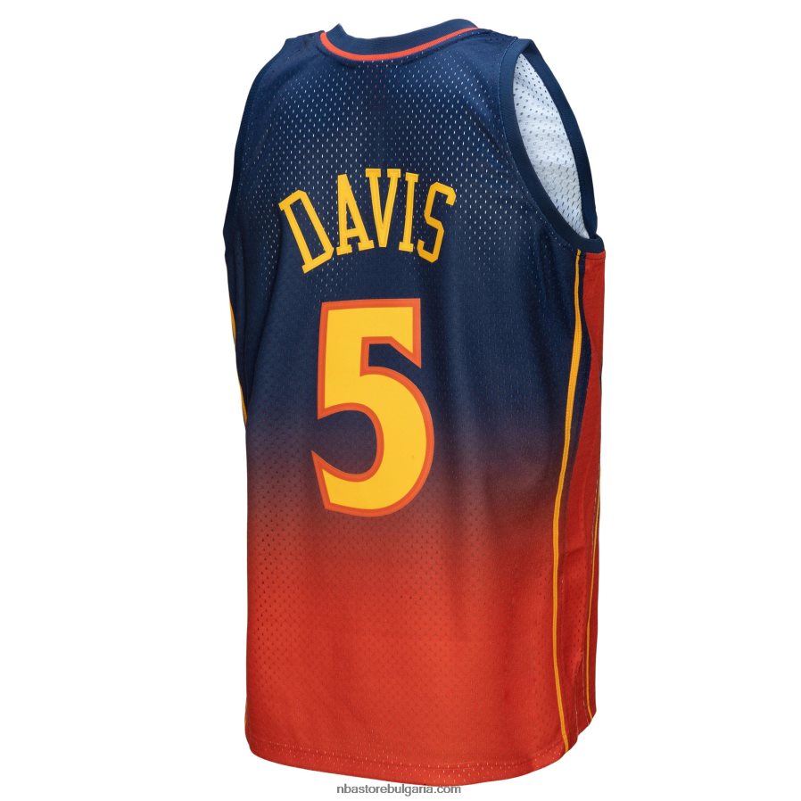 NBA JZ8F027261 golden state warriors baron davis navy/orange hardwood classics fadeaway swingman фланелка