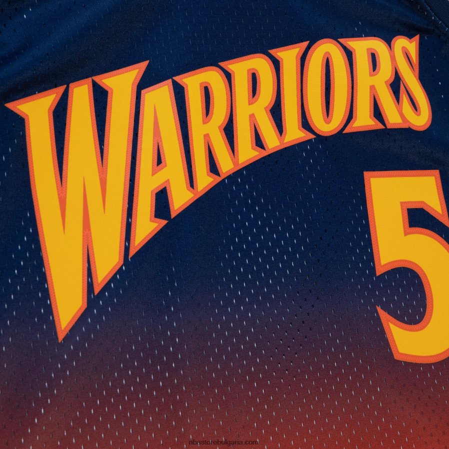 NBA JZ8F027261 golden state warriors baron davis navy/orange hardwood classics fadeaway swingman фланелка