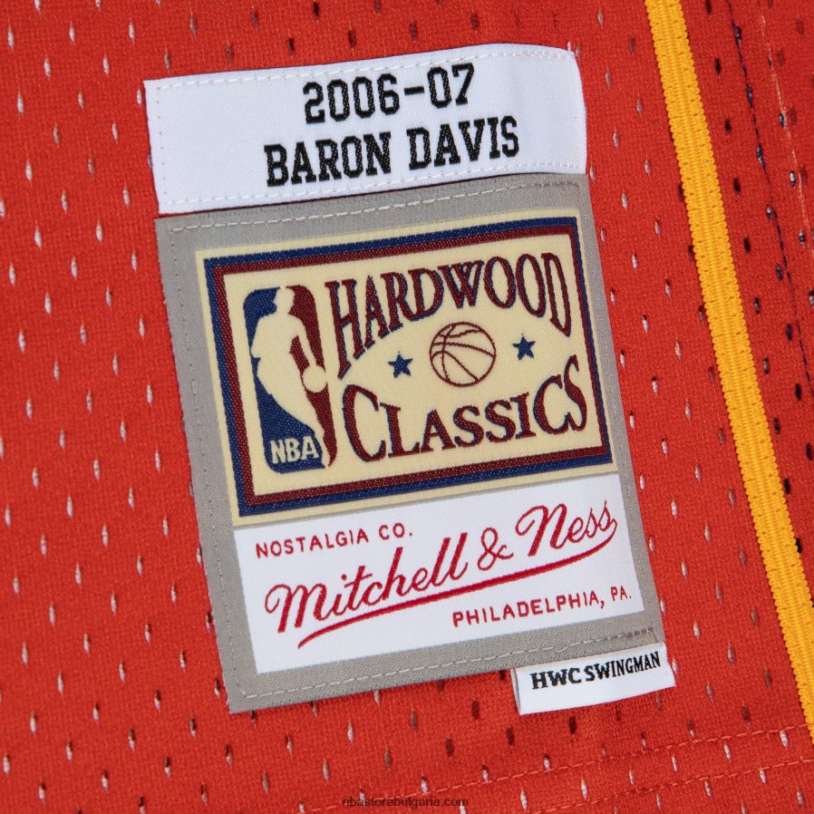 NBA JZ8F027261 golden state warriors baron davis navy/orange hardwood classics fadeaway swingman фланелка