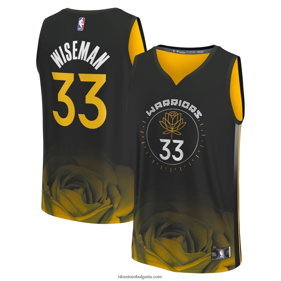 NBA JZ8F02772 голдън стейт уориърс джеймс уайзман черна фланелка за фастбрейк