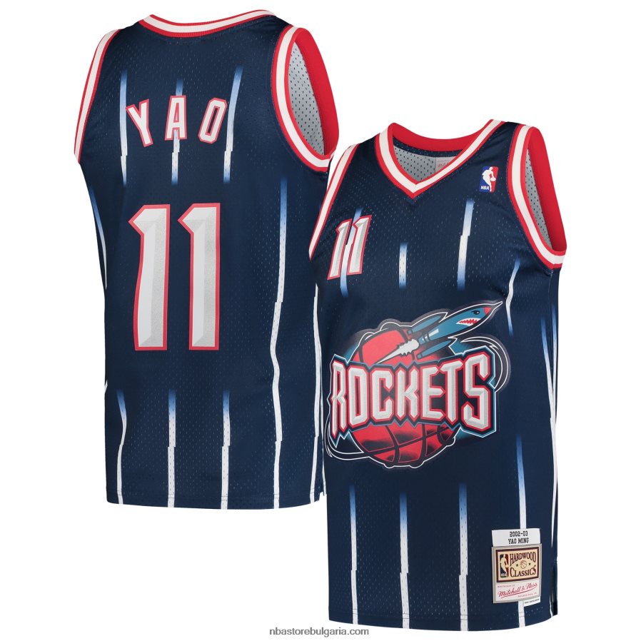 NBA JZ8F02147 Хюстън Рокетс Яо Минг Митчъл и Нес флотска твърда дървесина класика суингмен трико