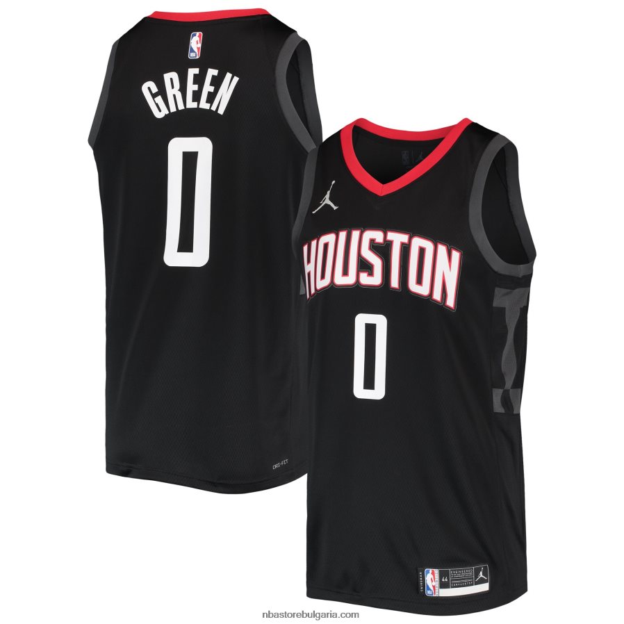 NBA JZ8F024325 Хюстън Рокетс Джейлен Грийн Джордън марка черна суингмен фланелка