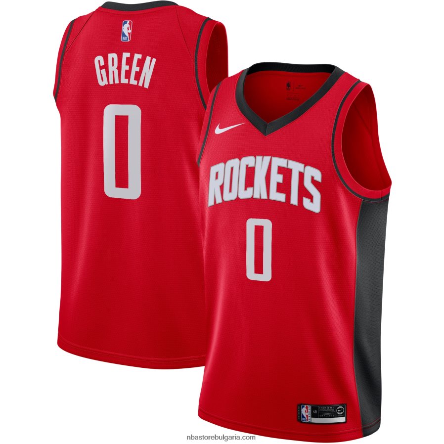 NBA JZ8F025618 Хюстън Рокетс Джейлен Грийн Nike Red 2021 Проект Първи кръг Избор на суингмен фланелка