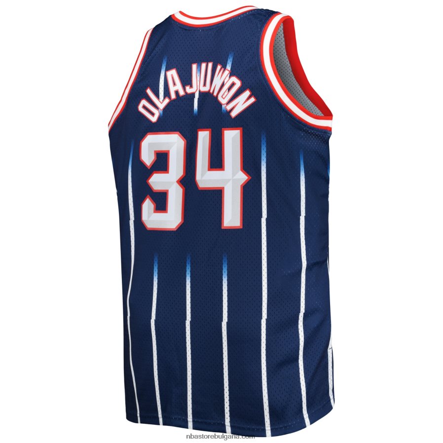 NBA JZ8F027576 houston rockets hakeem olajuwon mitchell & ness navy big & tall hardwood classics swingman фланелка