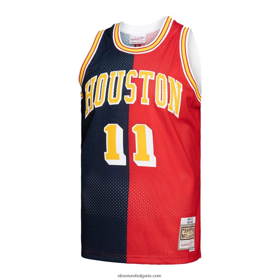 NBA JZ8F027804 houston rockets yao ming mitchell & ness navy/red hardwood classics сплит swingman трико