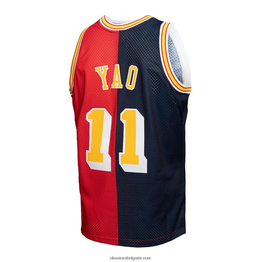 NBA JZ8F027804 houston rockets yao ming mitchell & ness navy/red hardwood classics сплит swingman трико
