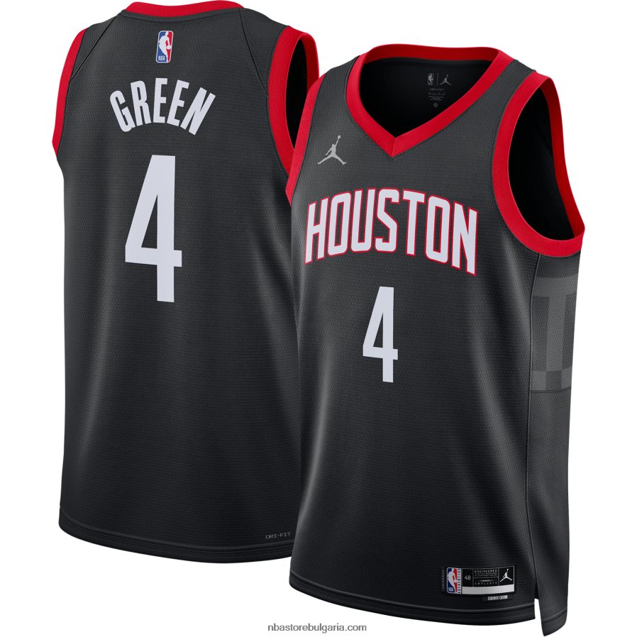 NBA JZ8F02990 Хюстън Рокетс Джейлен Грийн Джордън марка черна суингмен фланелка