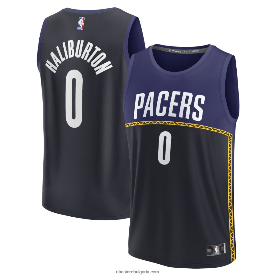 NBA JZ8F02198 индиана пейсърс тайрис халибъртън син фастбрейк фланелка