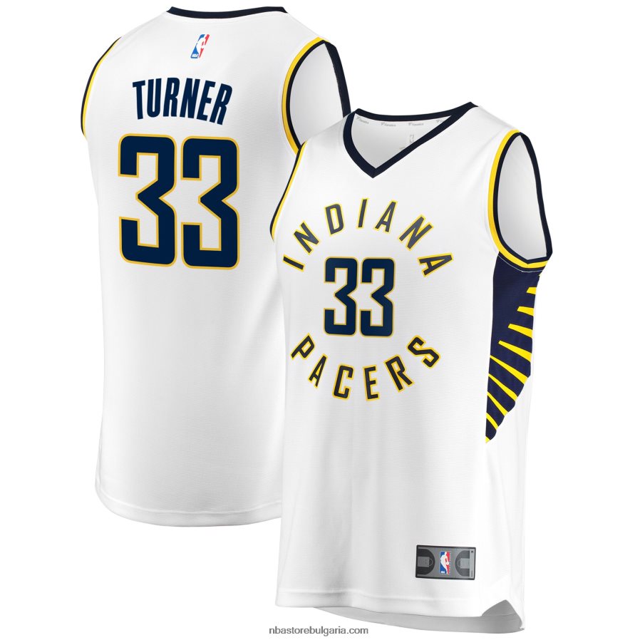 NBA JZ8F025102 индиана пейсърс майлс търнър бяла реплика на фланелка за бързо прекъсване