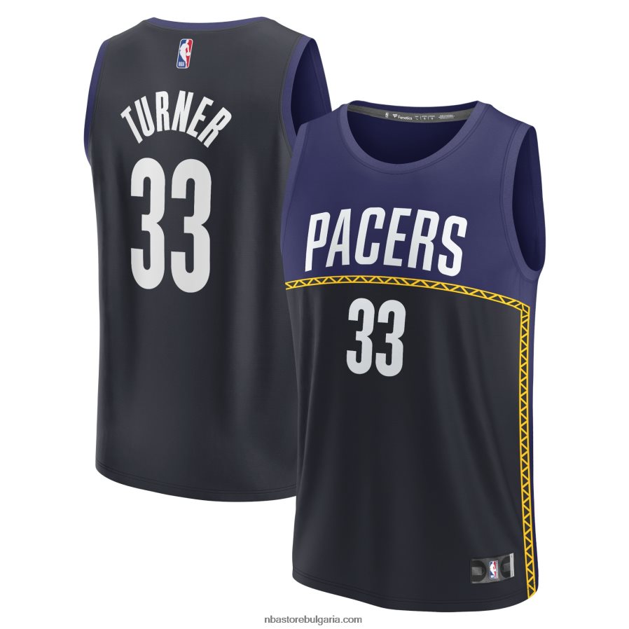 NBA JZ8F026622 индиана пейсърс майлс търнър син файстбрейк фланелка