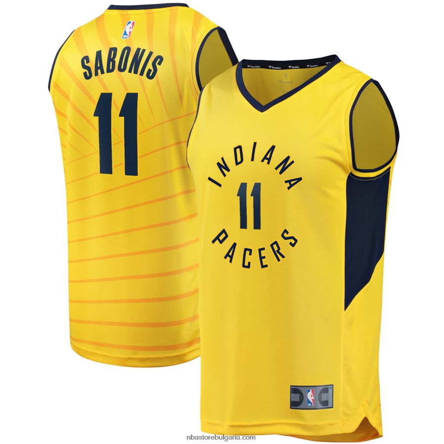 NBA JZ8F027067 индиана пейсърс домантас сабонис златна фланелка за бързо прекъсване на играч реплика
