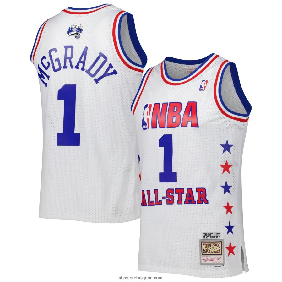NBA JZ8F021786 източна конференция трейси макгрейди мичъл и нес бяло 2003 all star game swingman фланелка