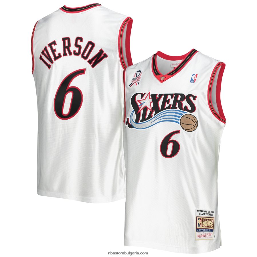 NBA JZ8F023115 източна конференция Алън Айвърсън бяла твърда класическа игра автентичен фланелка
