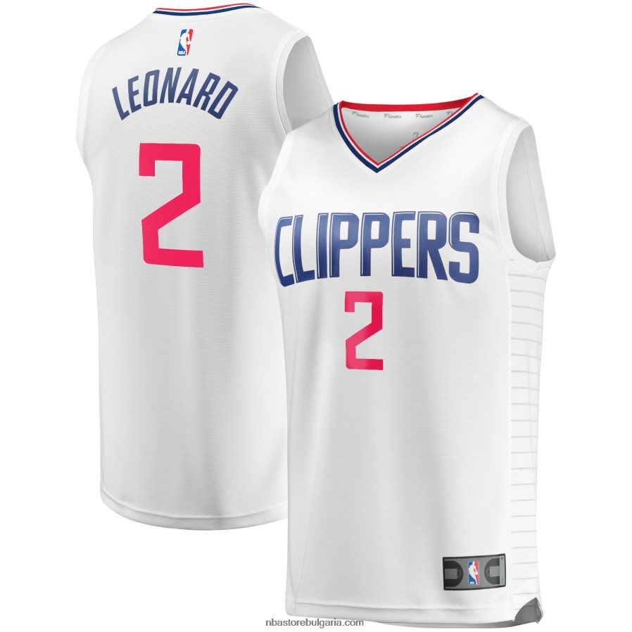 NBA JZ8F021340 la clippers kawhi leonard white fast break реплика на фланелка на играч