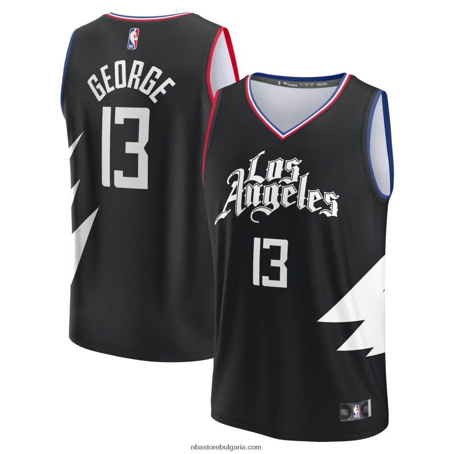NBA JZ8F021623 реплика на фланелка la clippers paul george black fast break