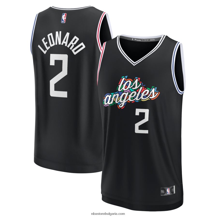 NBA JZ8F02252 la clippers kawhi leonard черна фланелка за бързо потегляне