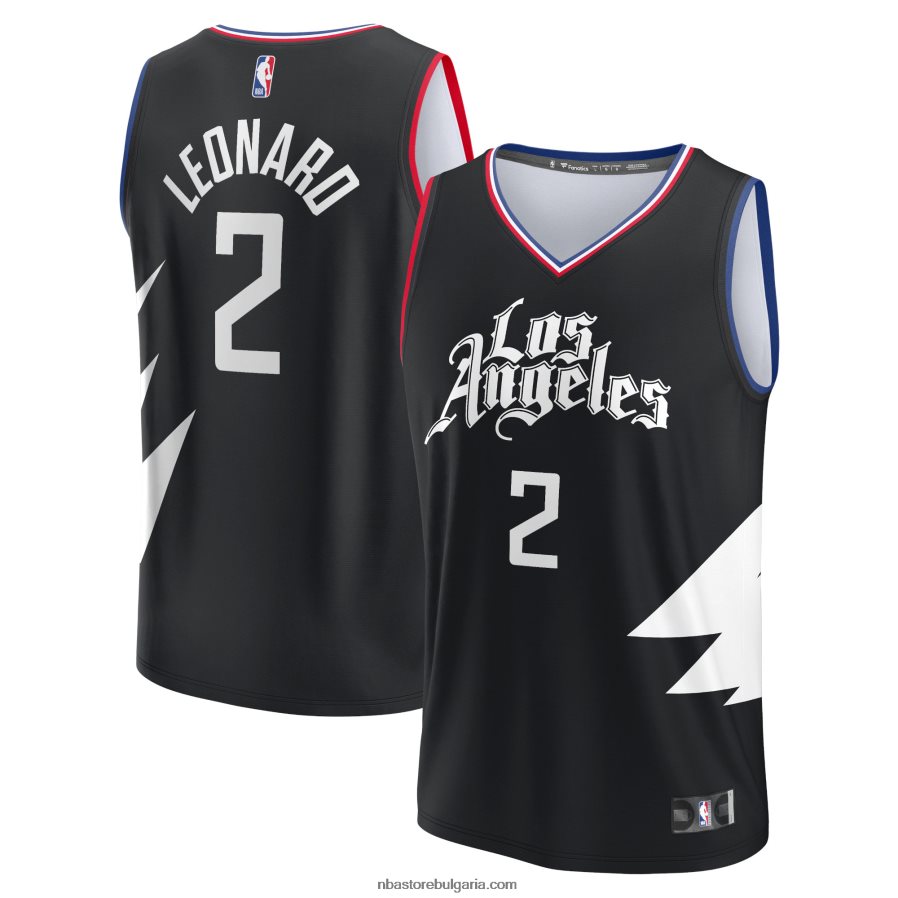 NBA JZ8F023015 la clippers kawhi leonard black fast break реплика на фланелка