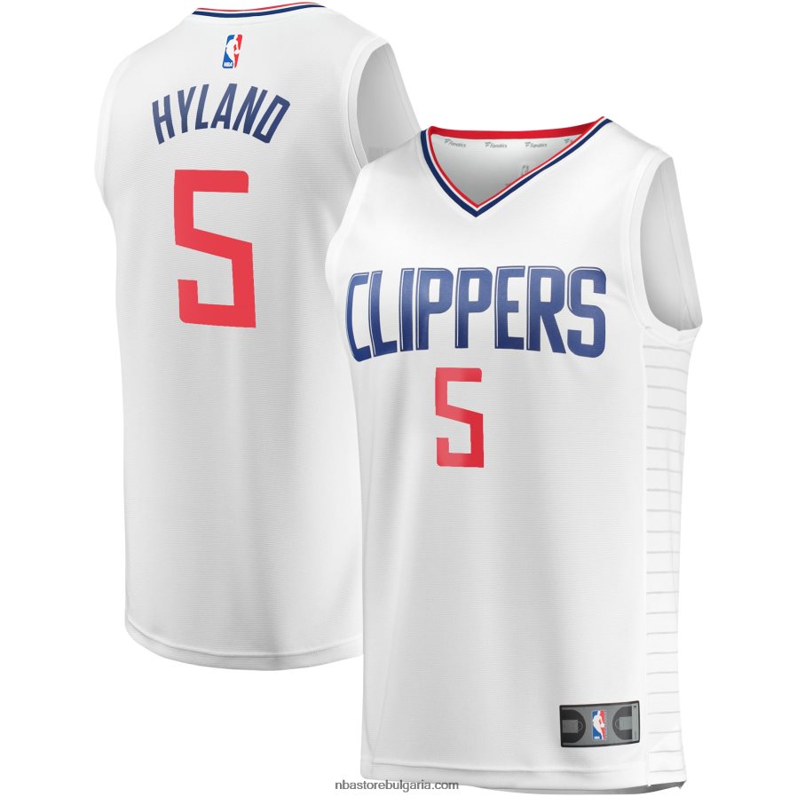 NBA JZ8F027276 la clippers bones hyland бяла фланелка за бързо прекъсване