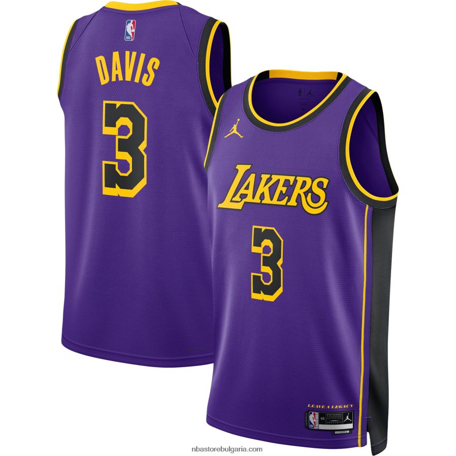NBA JZ8F021026 Лос Анджелис Лейкърс Антъни Дейвис Джордън марка лилаво суингмен фланелка