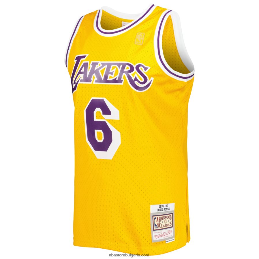 NBA JZ8F021213 mitchell & ness eddie jones gold los angeles lakers hardwood classics swingman фланелка