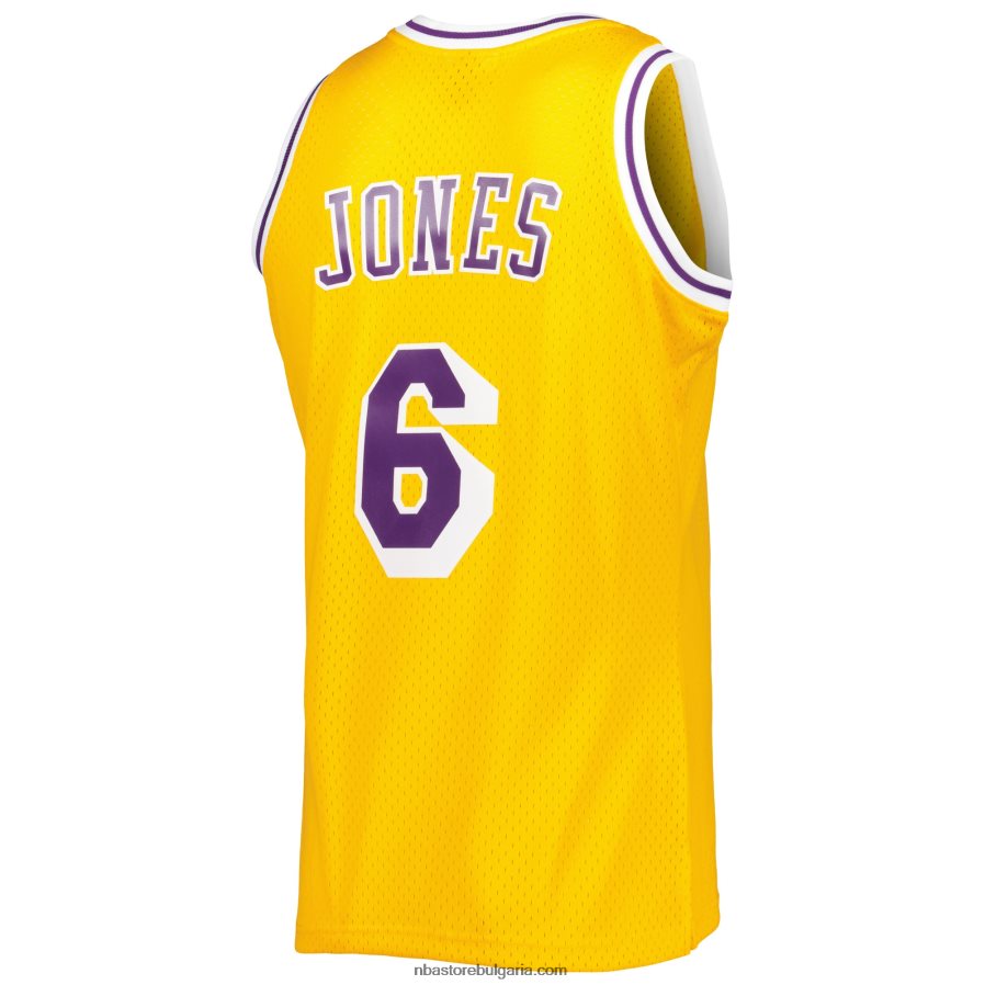 NBA JZ8F021213 mitchell & ness eddie jones gold los angeles lakers hardwood classics swingman фланелка