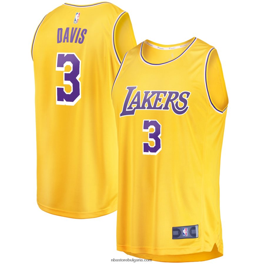 NBA JZ8F021253 лос анджелис лейкърс антъни дейвис златна фланелка за бърз брейк реплика на играч