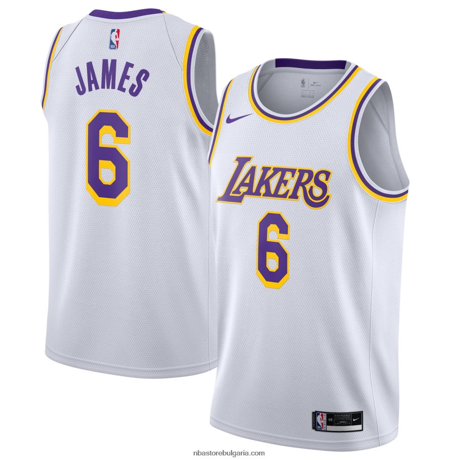 NBA JZ8F021366 лос анджелис лейкърс леброн джеймс nike бяла #6 суингмен фланелка