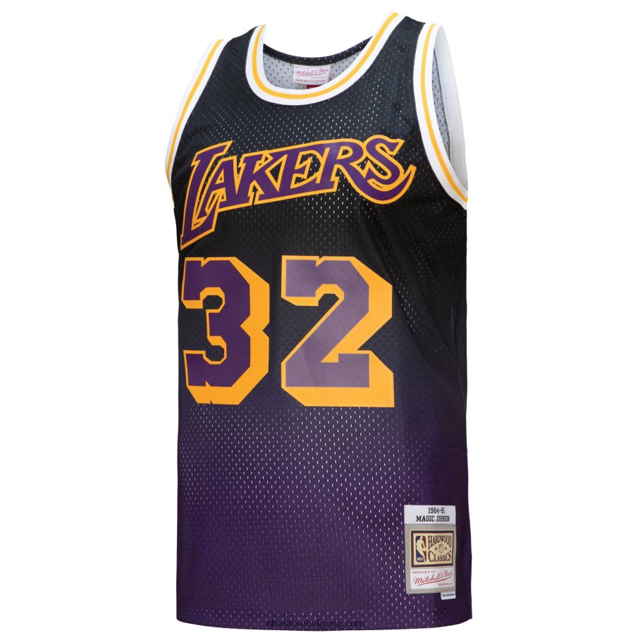 NBA JZ8F021500 los angeles lakers magic johnson purple/black hardwood classics fadeaway swingman player фланелка