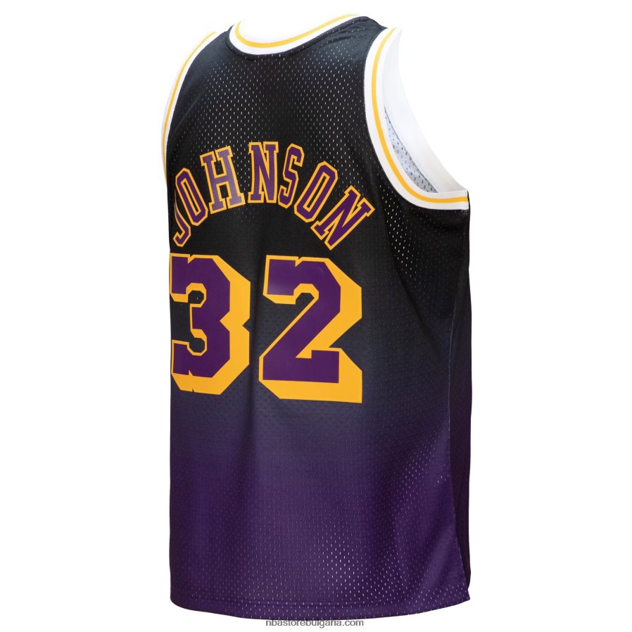 NBA JZ8F021500 los angeles lakers magic johnson purple/black hardwood classics fadeaway swingman player фланелка