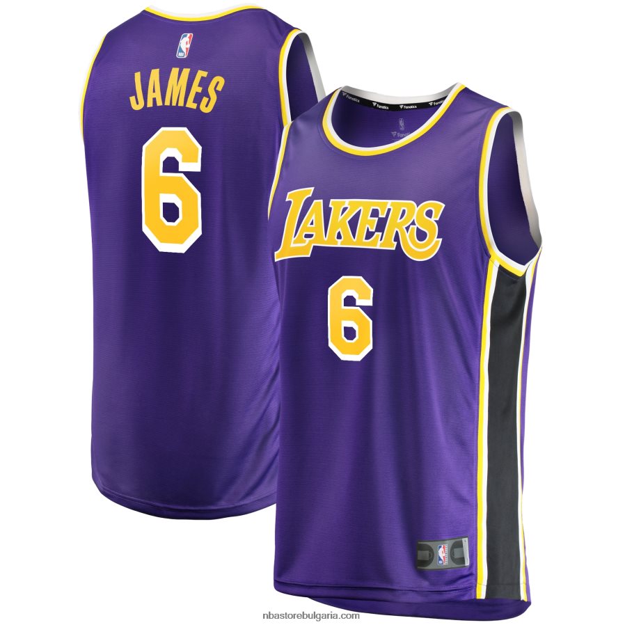 NBA JZ8F021739 лос анджелис лейкърс леброн джеймс лилаво #6 бързо прекъсване реплика фланелка на играч