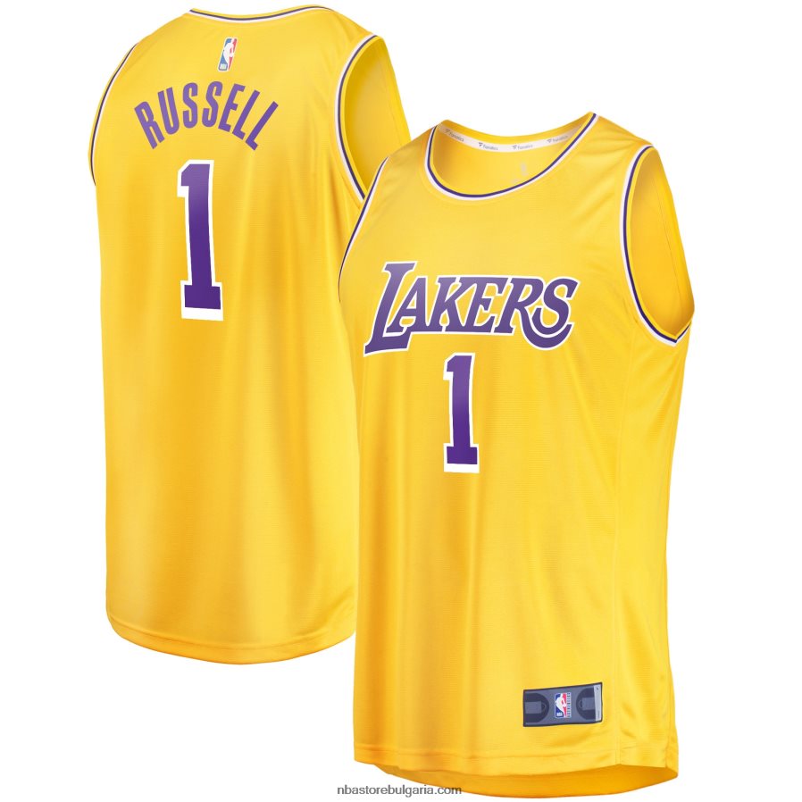 NBA JZ8F02176 Лос Анджелис Лейкърс д'Анджело Ръсел златна фланелка на играч за бързо прекъсване