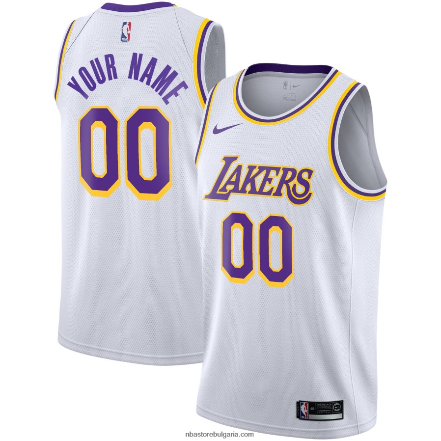 NBA JZ8F022041 Лос Анджелис Лейкърс nike бяла фланелка Swingman по поръчка