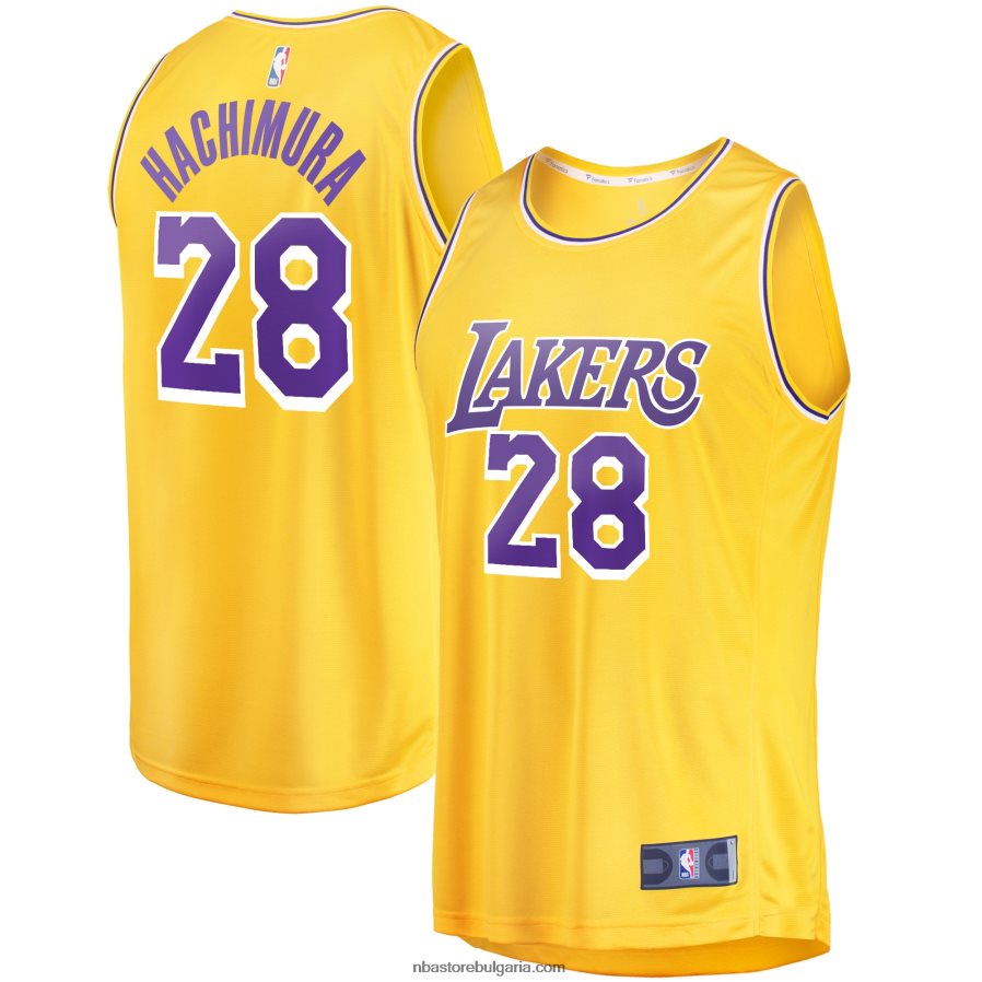 NBA JZ8F02226 лос анджелис лейкърс руи хачимура златна фланелка на играч за бързо прекъсване