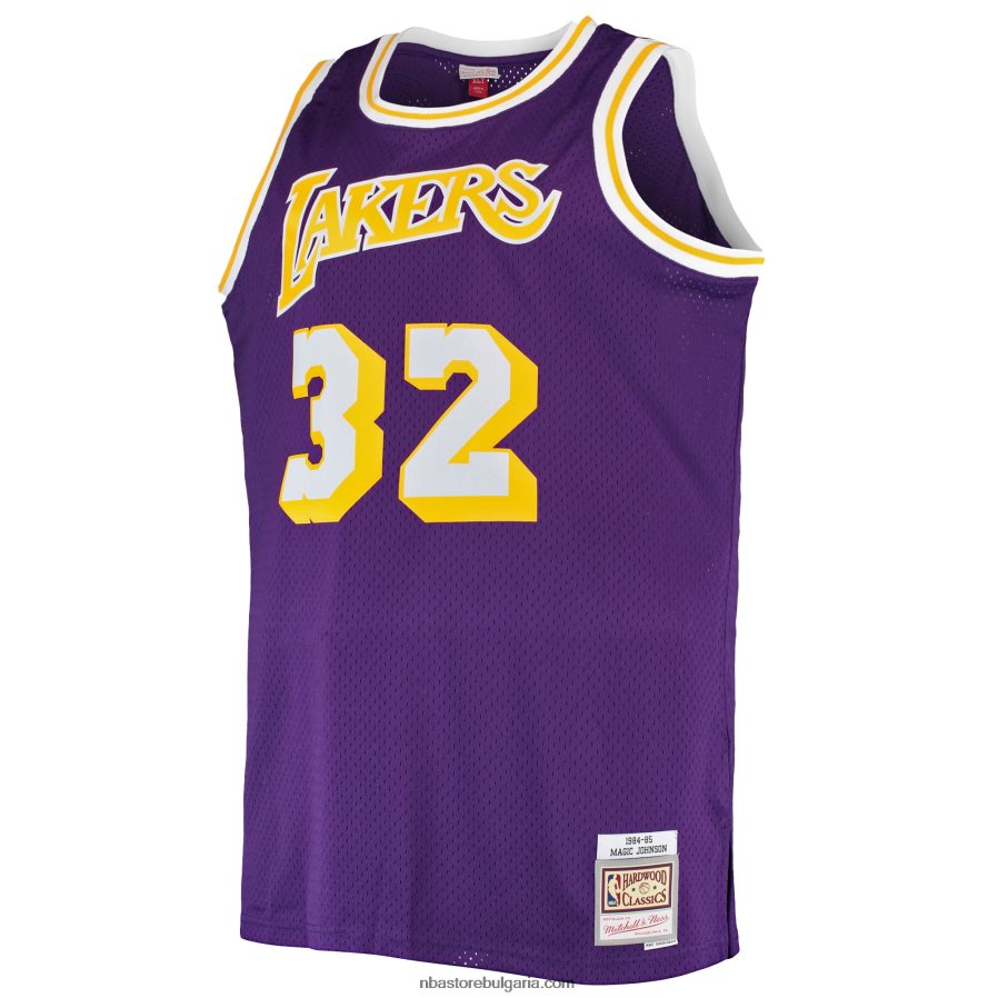 NBA JZ8F02246 los angeles lakers magic johnson mitchell & ness purple big & tall hardwood classics swingman фланелка
