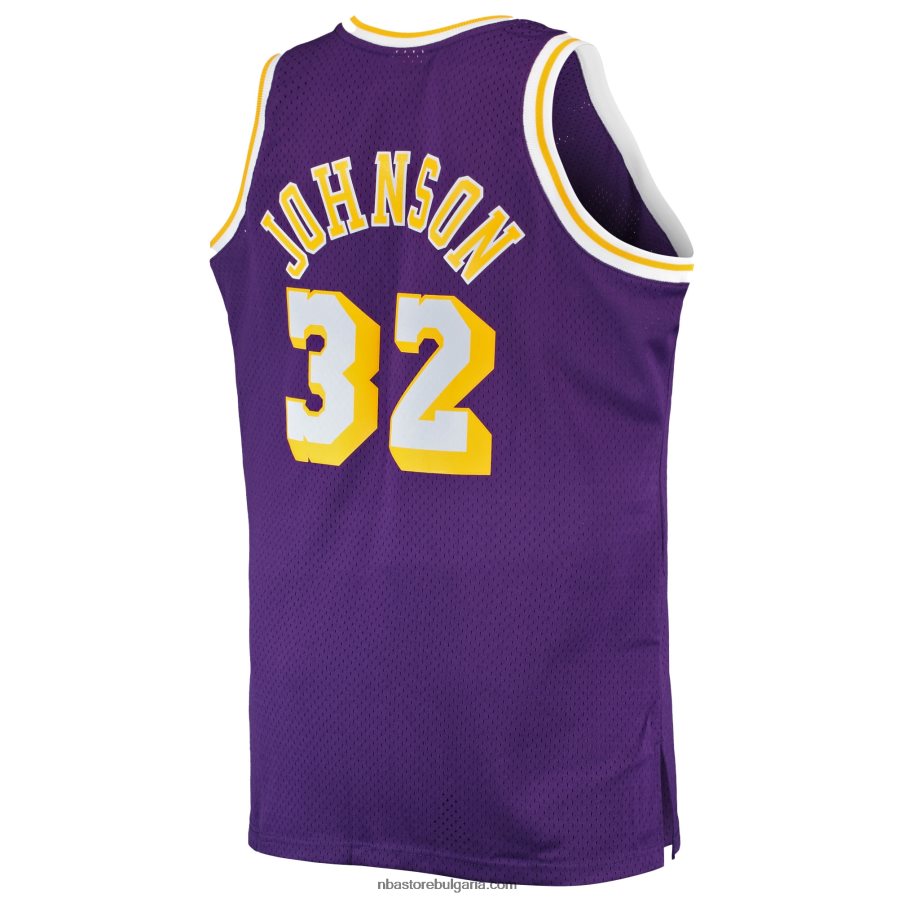 NBA JZ8F02246 los angeles lakers magic johnson mitchell & ness purple big & tall hardwood classics swingman фланелка