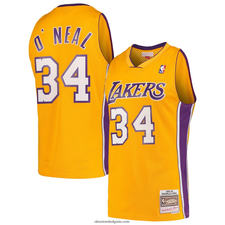 NBA JZ8F022586 Лос Анджелис Лейкърс Шакил О'Нийл Мичъл и Нес златна твърда класика 1999-00 swingman фланелка