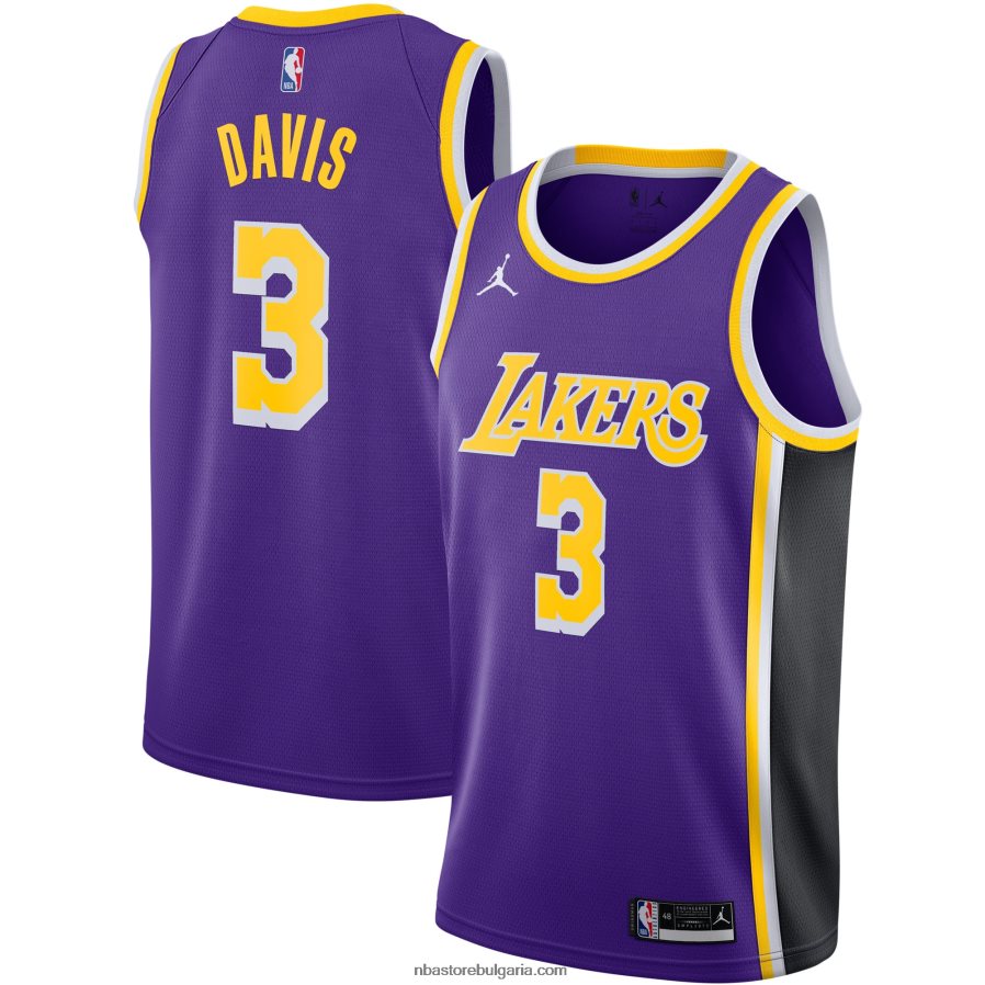NBA JZ8F02260 Лос Анджелис Лейкърс Антъни Дейвис Джордън марка лилаво суингмен фланелка