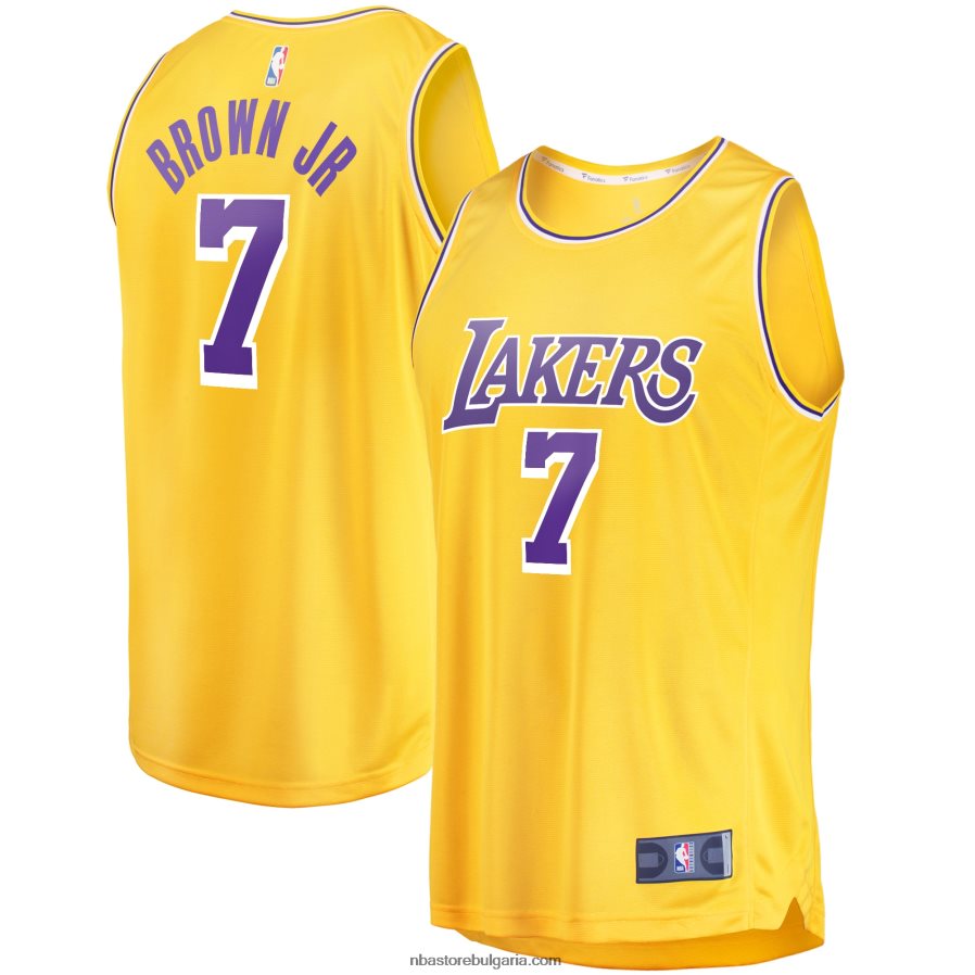 NBA JZ8F022747 лос анджелис лейкърс трой браун мл. златна фланелка за бързо прекъсване