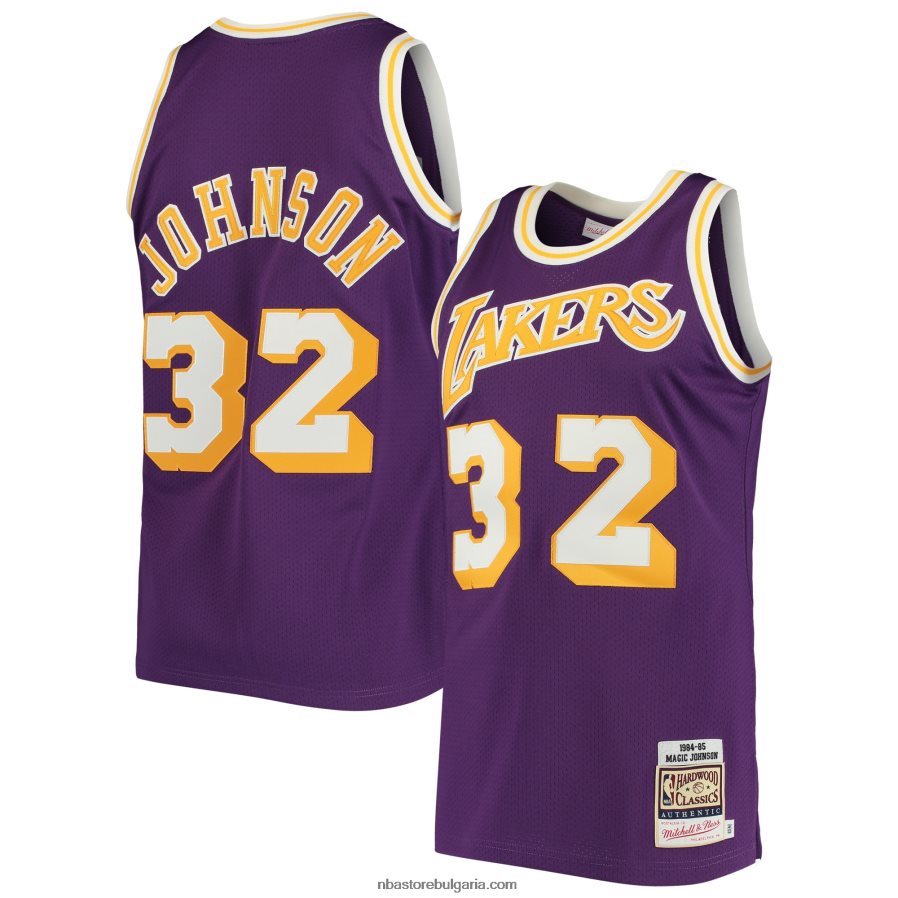 NBA JZ8F022835 los angeles lakers magic johnson mitchell & ness purple 1984 hardwood classics автентично трико