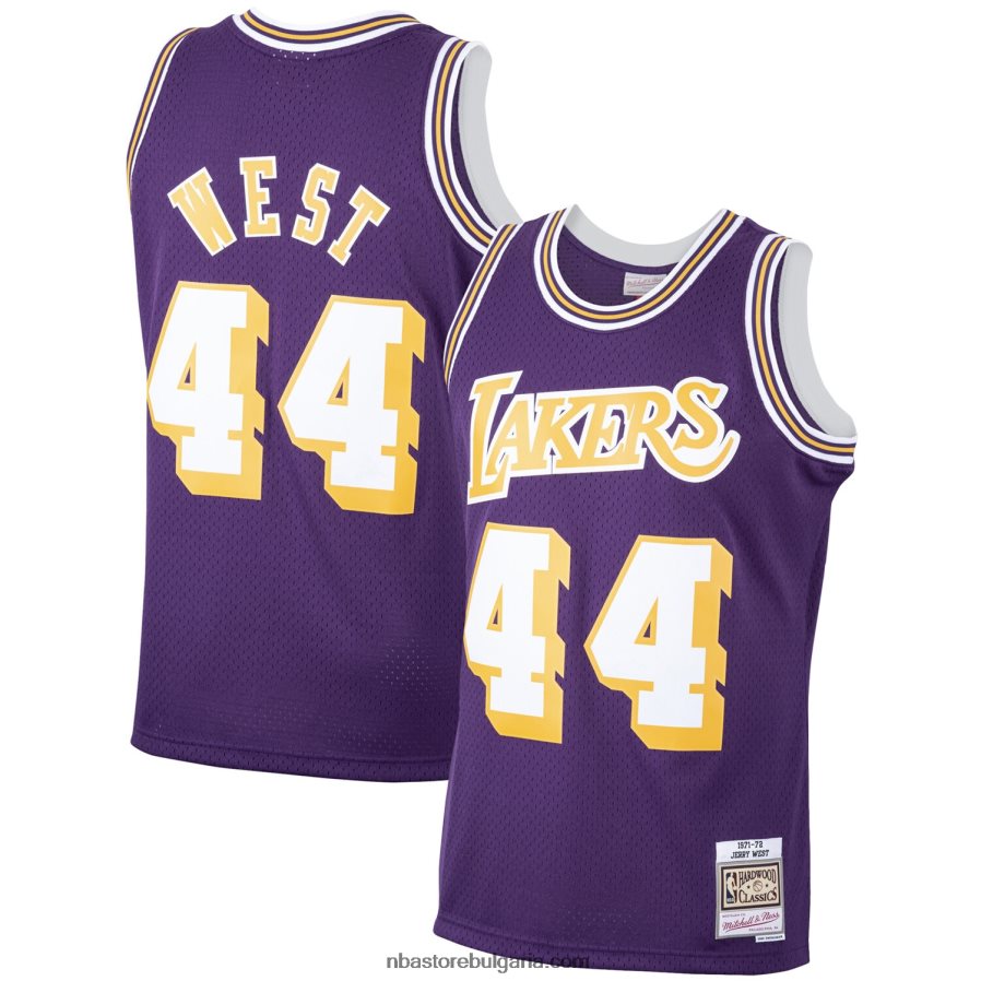 NBA JZ8F023148 los angeles lakers jerry west purple 1971-72 hardwood classics swingman player фланелка