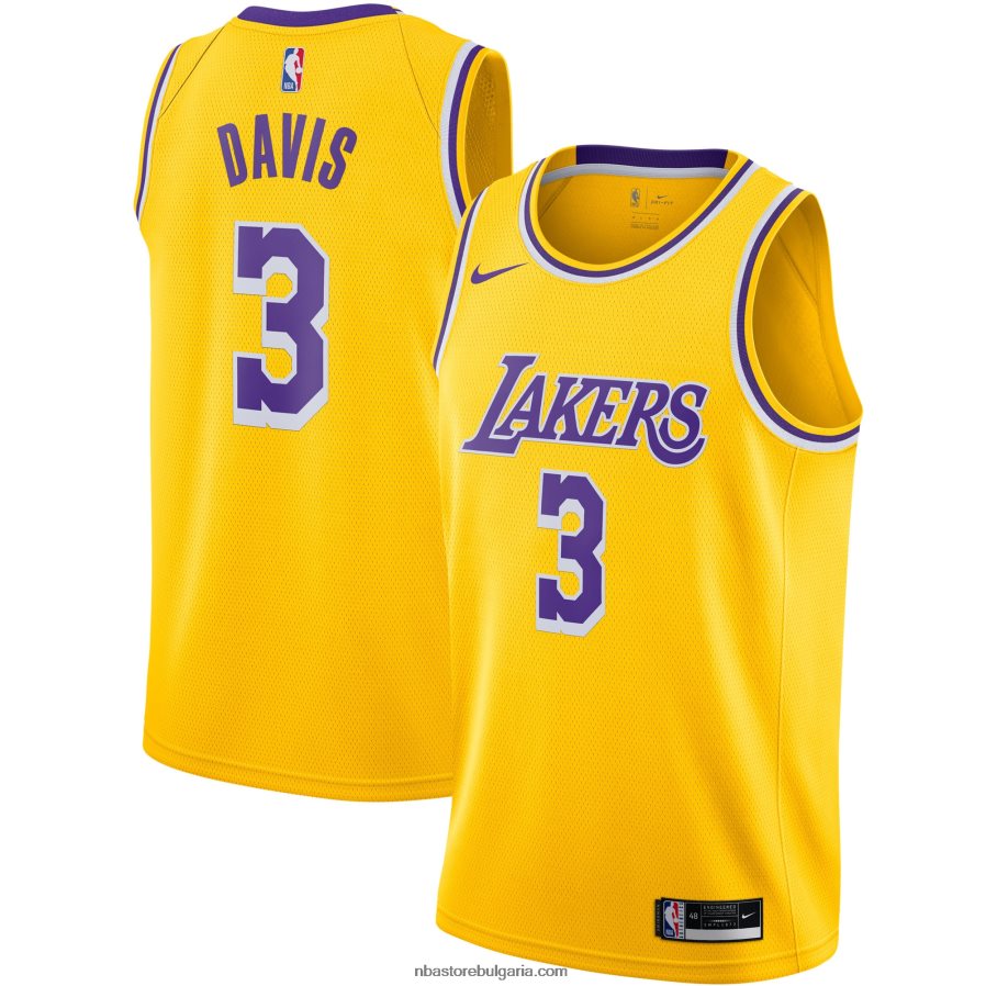 NBA JZ8F02333 Лос Анджелис Лейкърс Антъни Дейвис Nike Gold Swingman Джърси