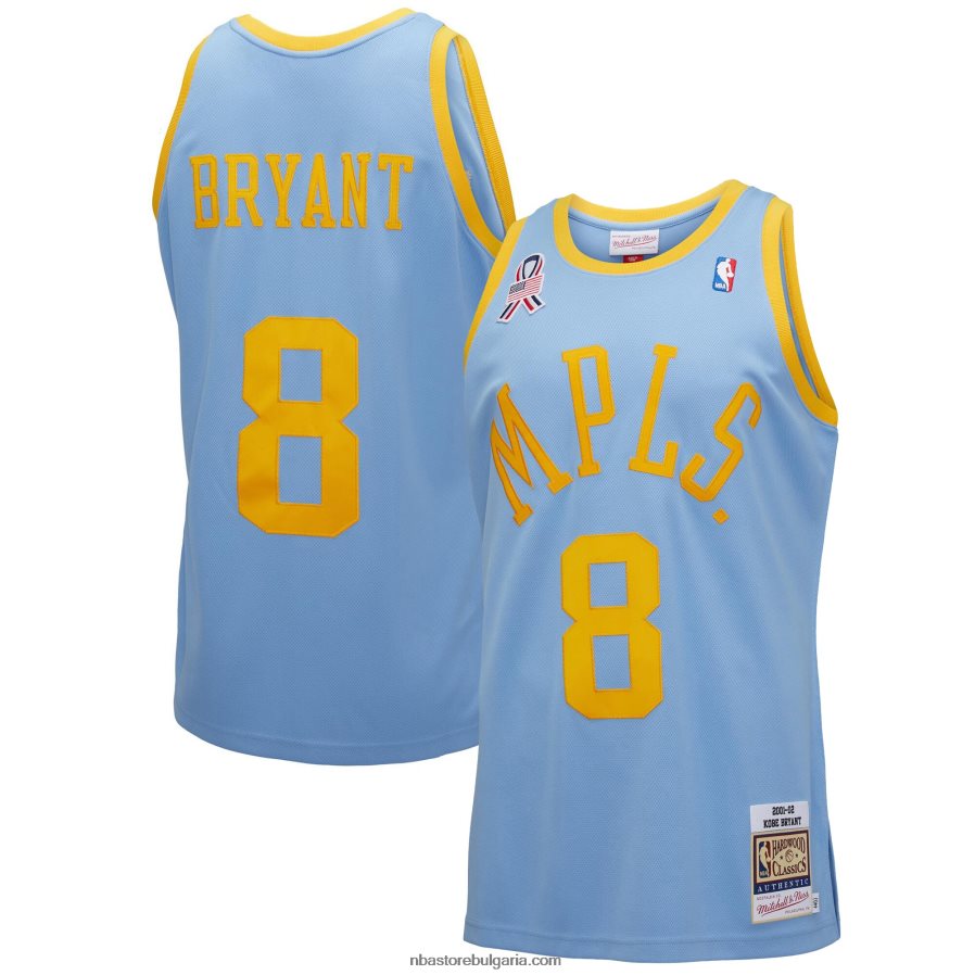NBA JZ8F02353 Лос Анджелис Лейкърс Коби Брайънт Мичъл и Нес светлосиня класика от твърда дървесина автентична фланелка