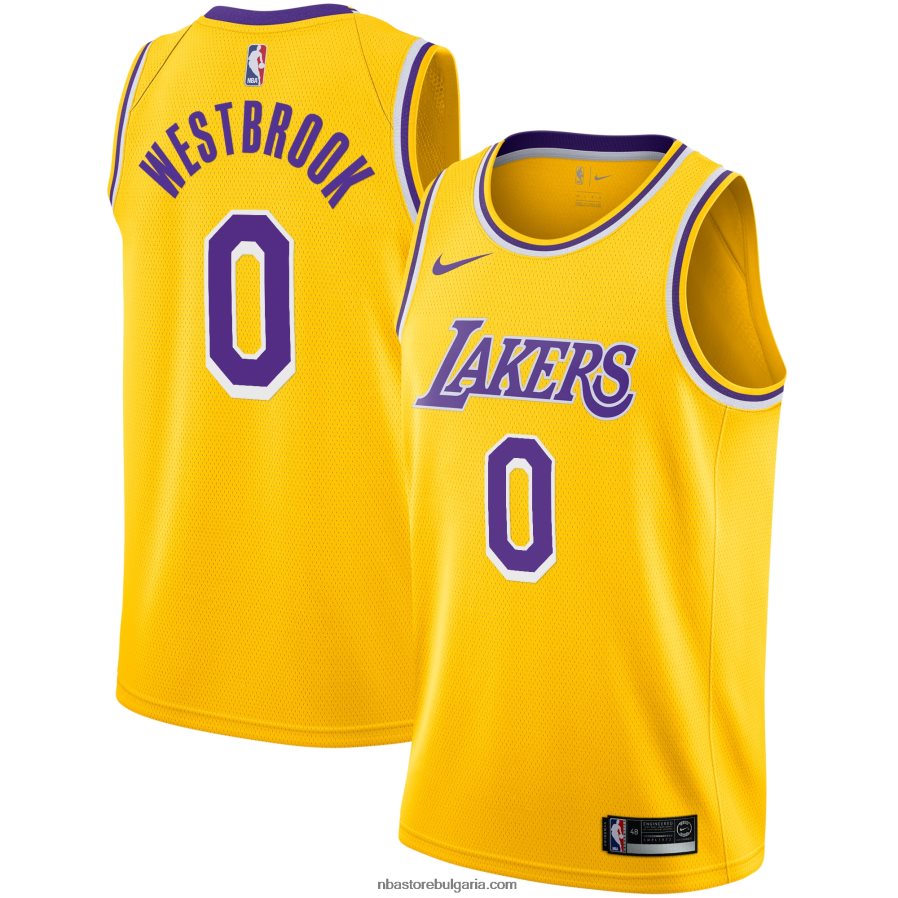NBA JZ8F023897 Лос Анджелис Лейкърс Ръсел Уестбрук Nike Gold Swingman Player Jersey