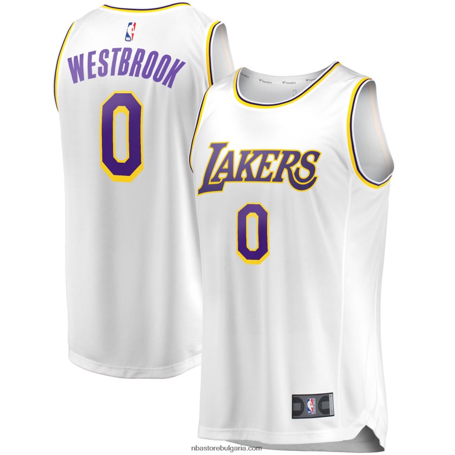 NBA JZ8F024396 лос анджелис лейкърс ръсел уестбрук бяла фланелка за бърз брейк реплика на играч