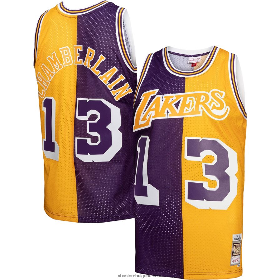 NBA JZ8F024704 Лос Анджелис Лейкърс Wilt Chamberlain purple/gold hardwood classics 1971-72 split swingman фланелка