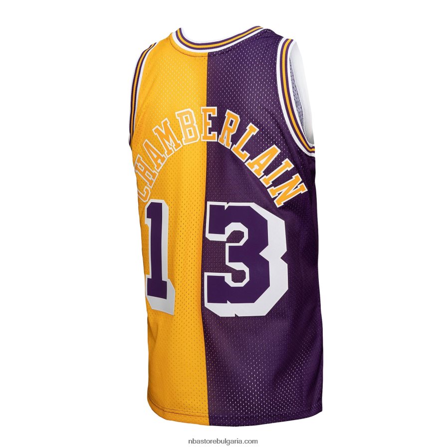 NBA JZ8F024704 Лос Анджелис Лейкърс Wilt Chamberlain purple/gold hardwood classics 1971-72 split swingman фланелка