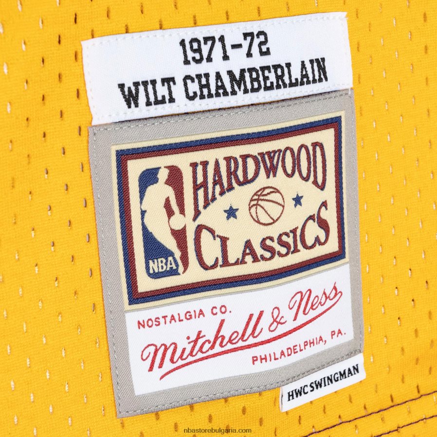 NBA JZ8F024704 Лос Анджелис Лейкърс Wilt Chamberlain purple/gold hardwood classics 1971-72 split swingman фланелка
