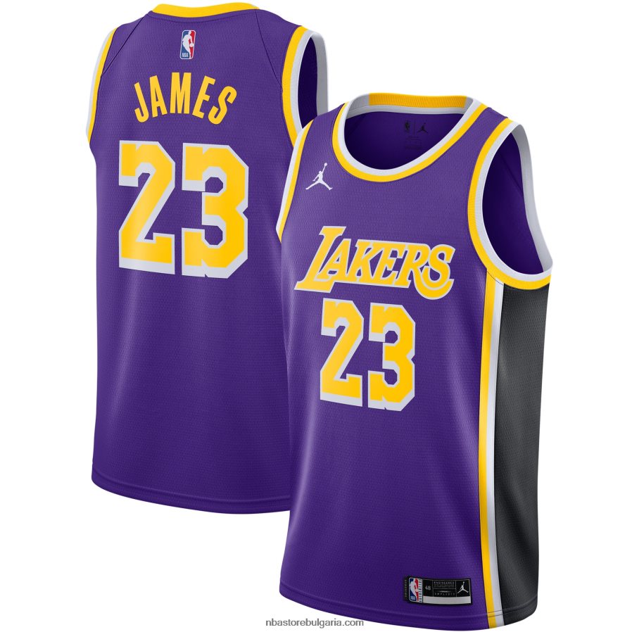 NBA JZ8F024776 Лос Анджелис Лейкърс Леброн Джеймс Джордън марка лилаво суингмен фланелка