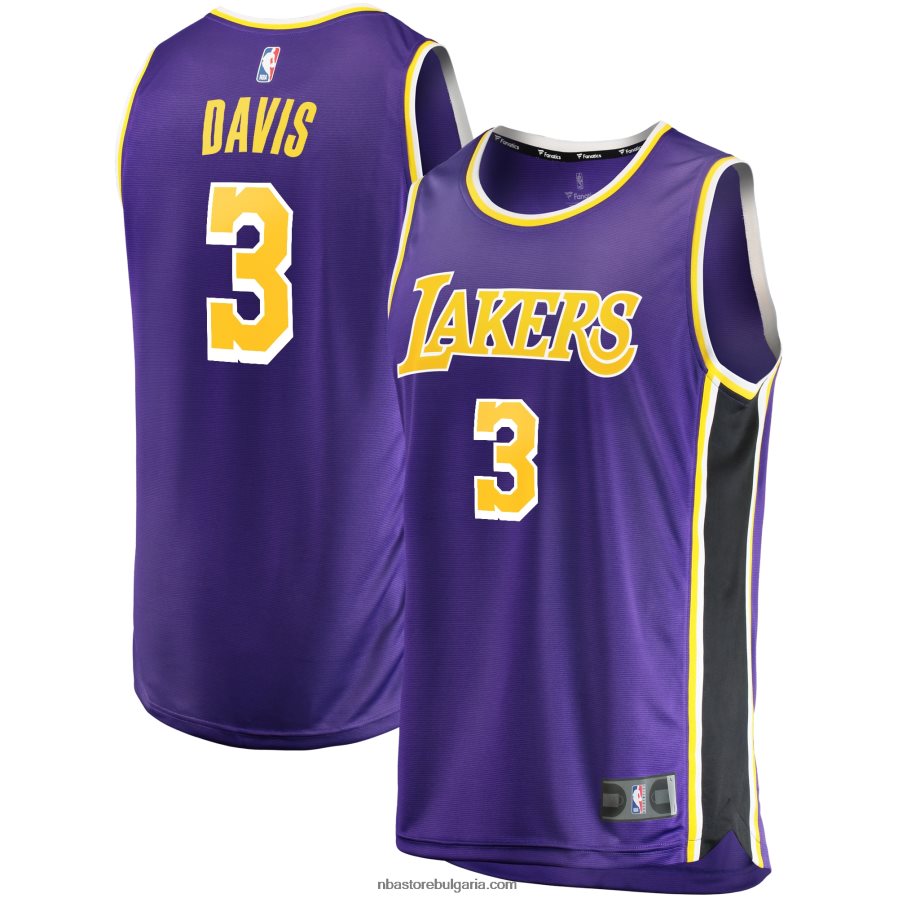 NBA JZ8F02506 Лос Анджелис Лейкърс Антъни Дейвис лилаво копие на фланелка за бързо прекъсване